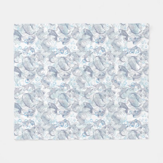 Layering Fisches Muster 02.Dunkelblau.b Keine BG Fleecedecke (Vorderseite (Horizontal))