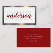 Layerte Schriftart | Einfach | Metallrahmen Visitenkarte (Vorne/Hinten)