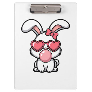 layful Kawaii Rabbit with Bubblegum Bubble Klemmbrett