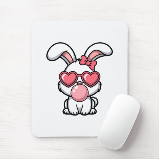 layful Kawaii Rabbit with Bubblegum Bubble Mousepad (Mit Mouse)