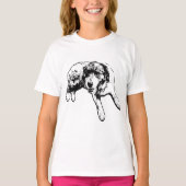 Laying Aussie Pup Ink Line T-Shirt (Vorderseite)
