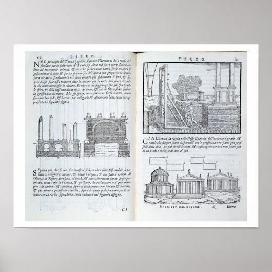 Laying foundations, from 'Della Architettura', pub Poster (Vorne)