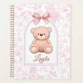 Layla | Benutzerdefiniertes rosa Teddy-Bär-Kinderz Planer (Vorderseite)