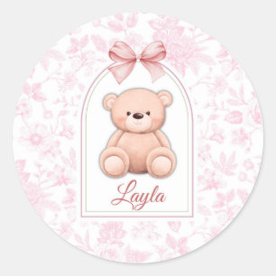 Layla Benutzerdefiniertes rosa Teddy-Bär-Kinderz Runder Aufkleber