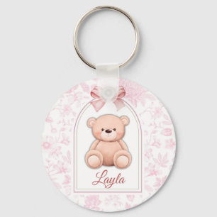 Layla   Benutzerdefiniertes rosa Teddy-Bär-Kinderz Schlüsselanhänger