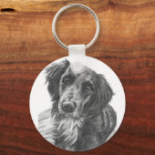 Layla, die Grenz-Collie-Mix-Kohle-Sketch Schlüsselanhänger (Vorderseite)