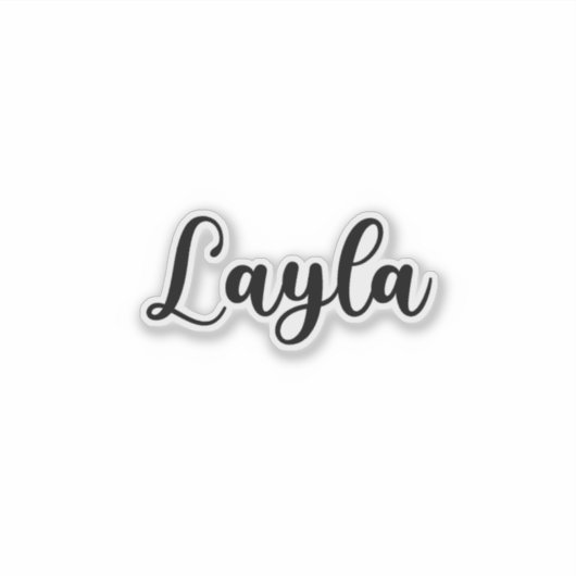 Layla Name - Handgeschriebene Kalligrafie Aufkleber (Vorderseite)