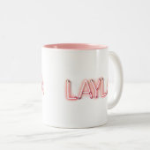 Layla Name in leuchtenden Neonbeleuchtung Neuheit Zweifarbige Tasse (VorderseiteRechts)