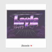 Layla Name Vorname lila retro Sticker Geburtstag (Blatt)