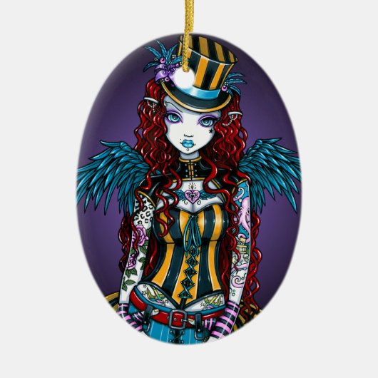 "Layla" Steampunk Keramik Ornament (Vorne)