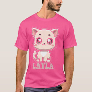 Layla Süßes Kitzchen Katzen-Design für Mädchen nam T-Shirt