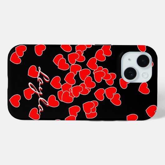 Layla - Textvorlage, rot blinkende Herzen auf schw Case-Mate iPhone Hülle (Rückseite (Horizontal))