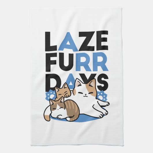 Laze Furdays - Niedliche Lazy Cats Design Geschirrtuch (Vertikal)