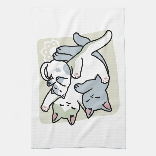 Laze Furdays - Niedliche Lazy Cats Design Geschirrtuch (Vertikal)