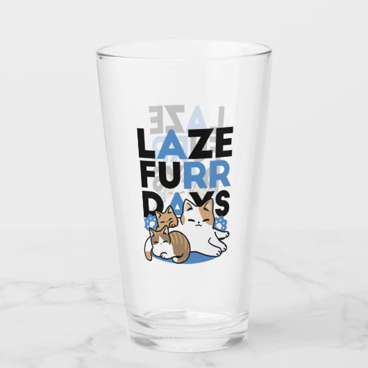 Laze Furdays - Niedliche Lazy Cats Design Glas (Rückseite)