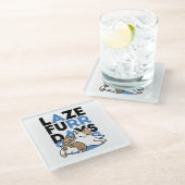 Laze Furdays - Niedliche Lazy Cats Design Glasuntersetzer (Schrägansicht)