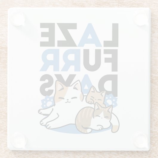 Laze Furdays - Niedliche Lazy Cats Design Glasuntersetzer (Rückseite)