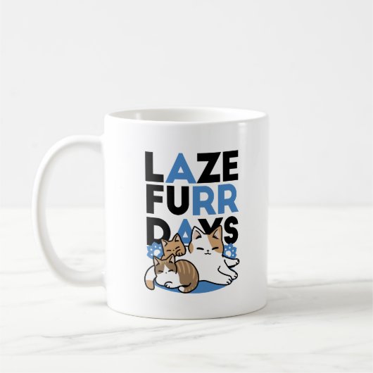 Laze Furdays - Niedliche Lazy Cats Design Kaffeetasse (Links)