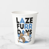 Laze Furdays - Niedliche Lazy Cats Design Pappbecher (Rückseite)