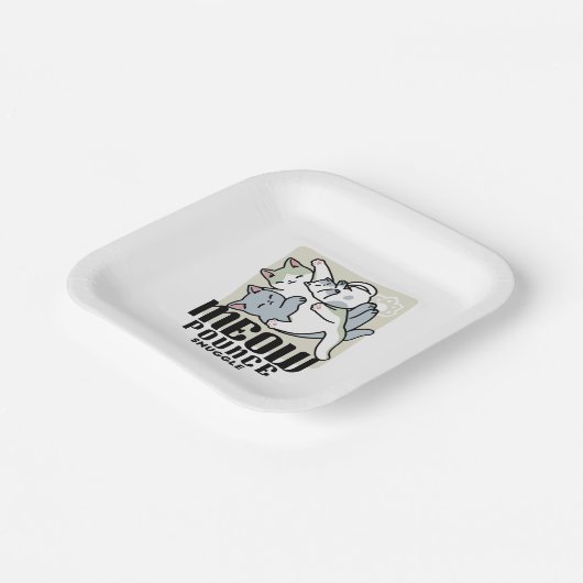 Laze Furdays - Niedliche Lazy Cats Design Pappteller (Gewinkelt)