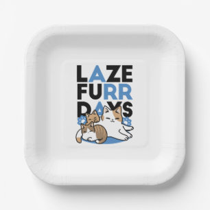 Laze Furdays - Niedliche Lazy Cats Design Pappteller