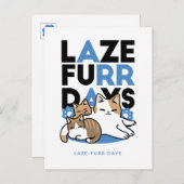Laze Furdays - Niedliche Lazy Cats Design Postkarte (Vorne/Hinten)
