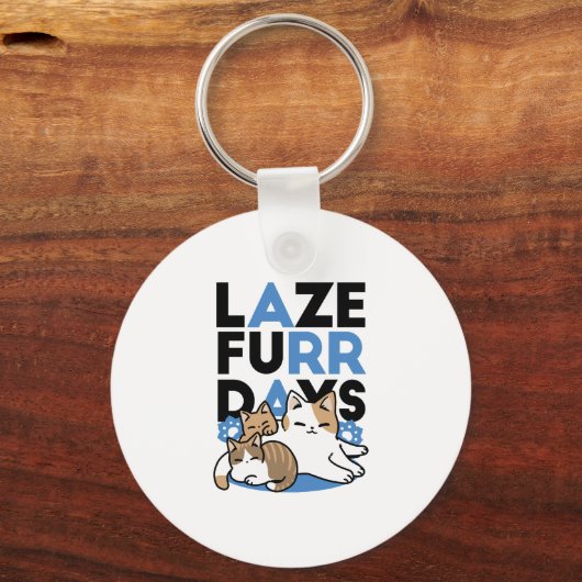 Laze Furdays - Niedliche Lazy Cats Design Schlüsselanhänger (Rückseite)
