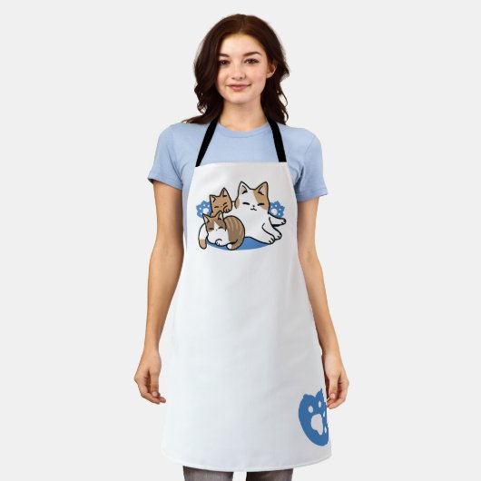 Laze Furdays - Niedliche Lazy Cats Design Schürze (Getragen)