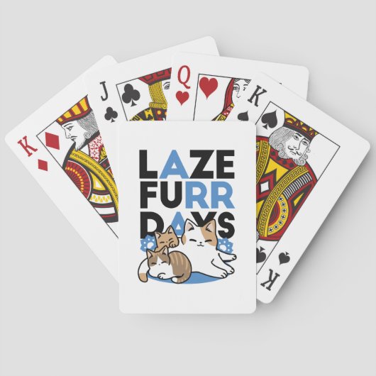 Laze Furdays - Niedliche Lazy Cats Design Spielkarten (Rückseite)