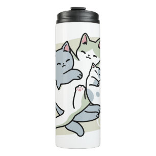 Laze Furdays - Niedliche Lazy Cats Design Thermosbecher