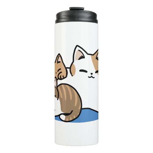 Laze Furdays - Niedliche Lazy Cats Design Thermosbecher (Vorderseite)