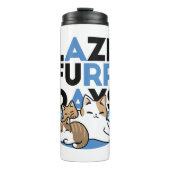 Laze Furdays - Niedliche Lazy Cats Design Thermosbecher (Vorderseite)