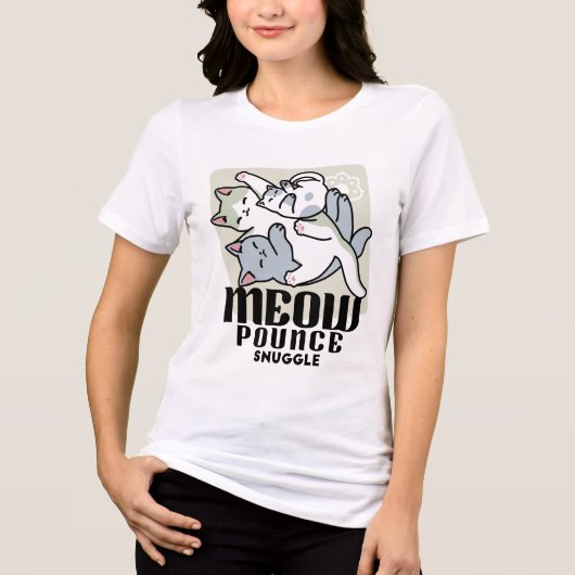 Laze Furdays - Niedliche Lazy Cats Design Tri-Blend Shirt (Vorderseite)