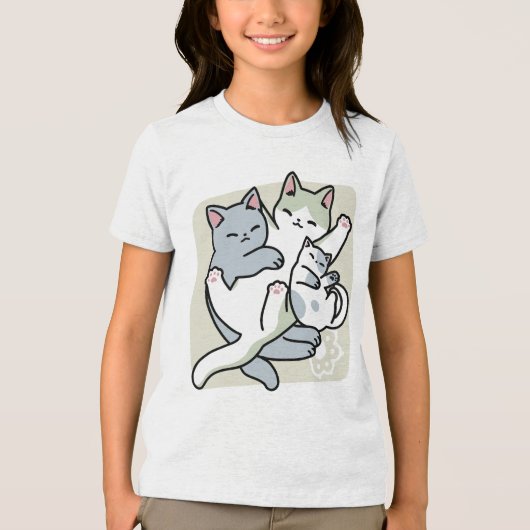 Laze Furdays - Niedliche Lazy Cats Design Tri-Blend Shirt (Vorderseite)