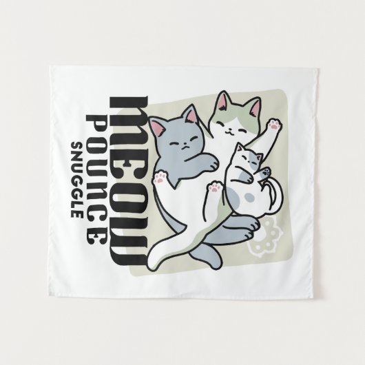 Laze Furdays - Niedliche Lazy Cats Design Wandteppich (Vorderseite (Horizontal))