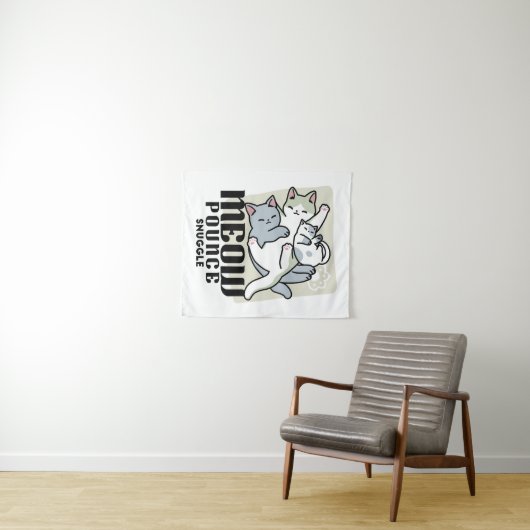 Laze Furdays - Niedliche Lazy Cats Design Wandteppich (Beispiel (Horizontal))