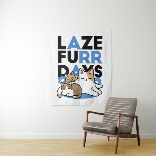 Laze Furdays - Niedliche Lazy Cats Design Wandteppich (Beispiel)