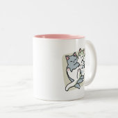 Laze Furdays - Niedliche Lazy Cats Design Zweifarbige Tasse (VorderseiteRechts)