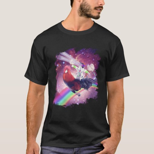 Lazer Rave Weltraumkatze Hühnchen mit Eis T-Shirt (Vorderseite)