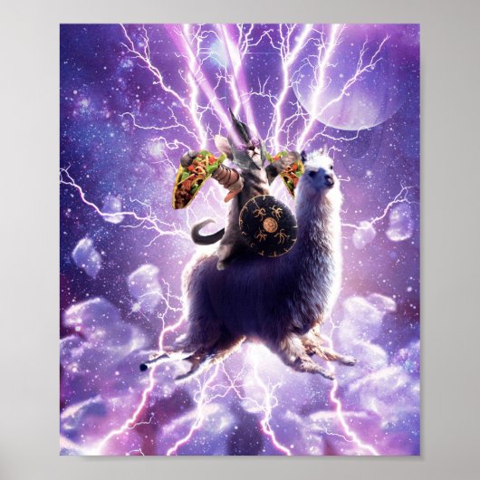 Lazer Warrior Space Cat Reitsport Lama mit Taco Poster (Vorne)