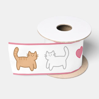 Lazo con diseño de gatos y corazones satinband