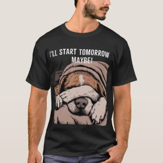 Lazy & Adorable Sleeping Hund Design T-Shirt