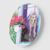 Lazy Afternoon Labradors Painting Große Wanduhr (Winkel)