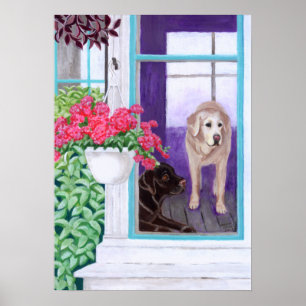 Lazy Afternoon Labradors Painting Poster