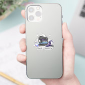 Lazy Black Cat, Halloween Cat | Für Bookworm Aufkleber (Telefon)