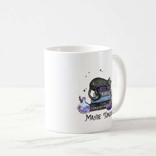 Lazy Black Cat, Halloween Cat | Für Bookworm Kaffeetasse (VorderseiteRechts)