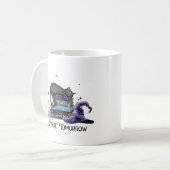 Lazy Black Cat, Halloween Cat | Für Bookworm Kaffeetasse (Vorderseite Links)