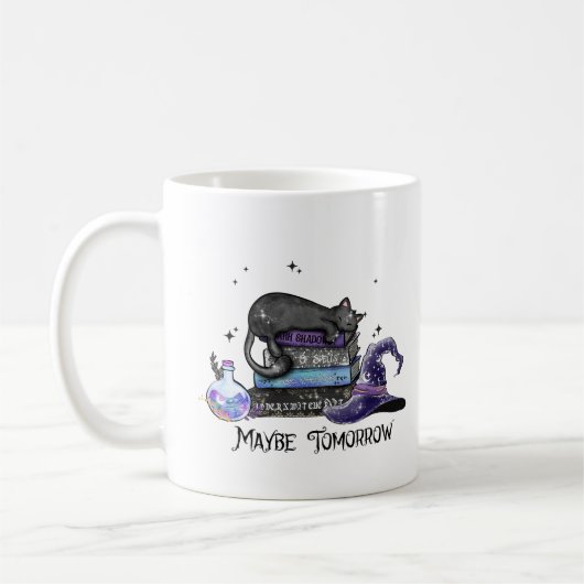 Lazy Black Cat, Halloween Cat | Für Bookworm Kaffeetasse (Links)