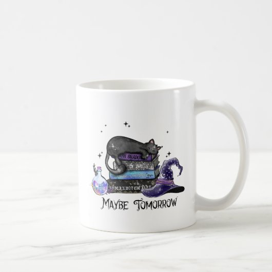 Lazy Black Cat, Halloween Cat | Für Bookworm Kaffeetasse (Rechts)
