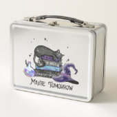 Lazy Black Cat, Halloween Cat | Für Bookworm Metall Brotdose (Vorderseite)